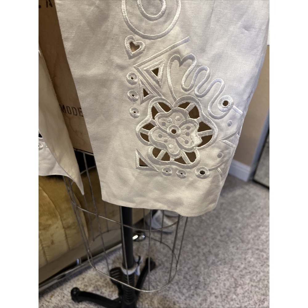 Escada Ivory Women Blazer 100% Linen Floral Embroidered Sz 42 EUR 12 US 3/4 Slv - Picture 4 of 12